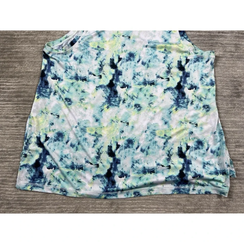 Livi Active Women's Tie-Dye Tank Top in Blue, Aqua, Navy, Lime - Picture 8 of 10